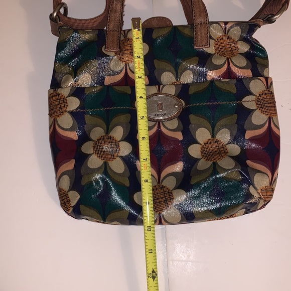 FOSSIL Key-Per Floral Multicolor Coated Canvas & Leather Tote Crossbody - Picture 10 of 13